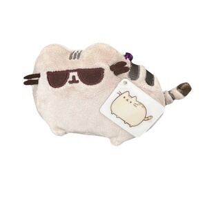 Gund Pusheen Cat Plush with Sunglasses Clip On Keychain Stuffed Animal Toy